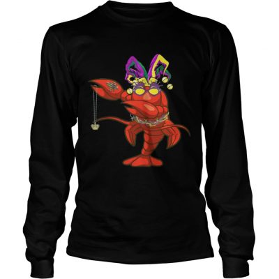 Longsleeve Tee Dabbing Mardi Gras Bead Crawfish Party TShirt