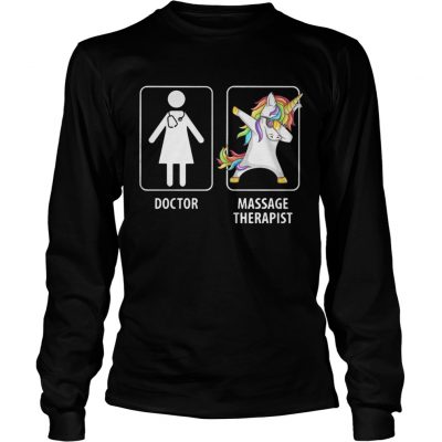 Longsleeve Tee Doctor massage therapist dabbing unicorn shirt