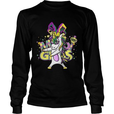 Longsleeve Tee Flossing Unicorn Mardi Gras New Orleans Party TShirt