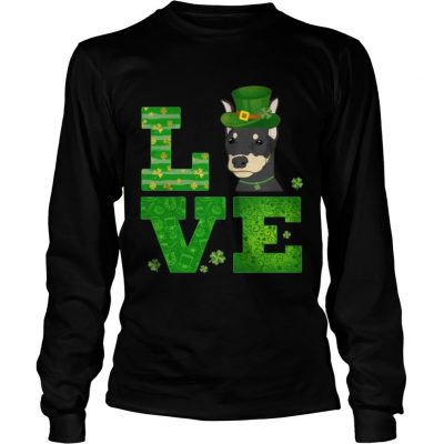 Longsleeve Tee Love Doberman St Patricks Day Green Shamrock TShirt