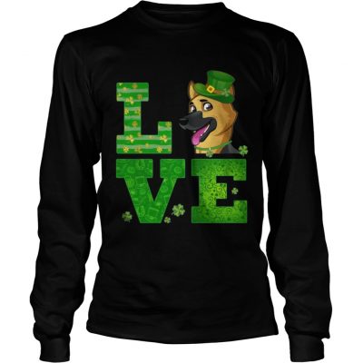 Longsleeve Tee Love German Shepherd St Patricks Day Green Shamrock TShirt