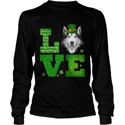 Longsleeve Tee Love Husky St Patricks Day Green Shamrock TShirt