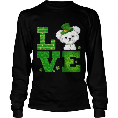 Longsleeve Tee Love Maltese St Patricks Day Green Shamrock TShirt