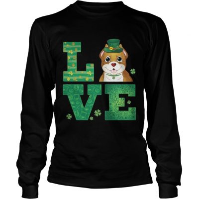 Longsleeve Tee Love Pit Bull St Patricks Day Green Shamrock TShirt