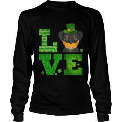 Longsleeve Tee Love Rottweiler St Patricks Day Green Shamrock TShirt