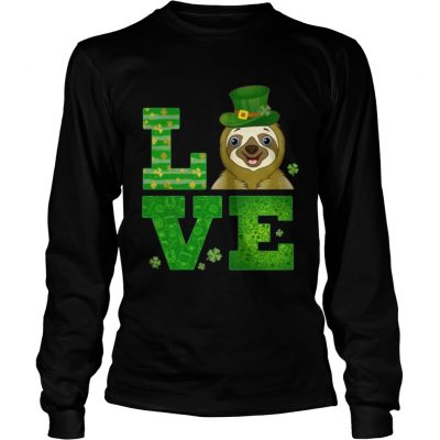 Longsleeve Tee Love Sloth St Patricks Day Green Shamrock TShirt