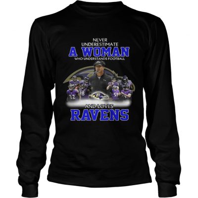 Longsleeve Tee Never Underestimate a Woman Who Understands Football And Loves Ravens Tshirt