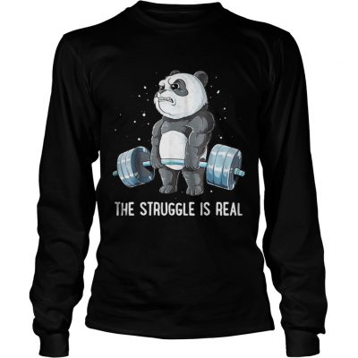 Longsleeve Tee Panda Bear gym the struggle is real shirt