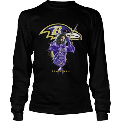 Longsleeve Tee Ravensman Aquaman And Ravens Football Team TShirt