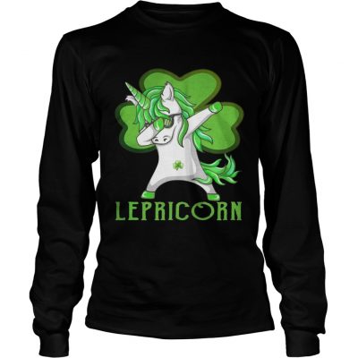 Longsleeve Tee St Patricks Day Dabbing Lepricorn Irish Unicorn TShirt