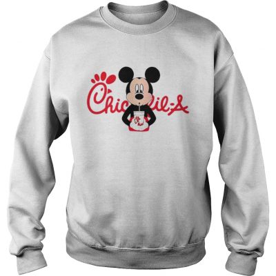 Sweatshirt Mickey mouse drinking ChickfilA shirt