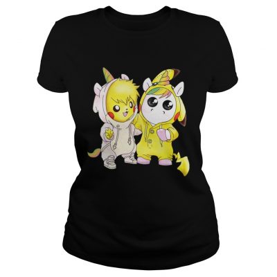 ladies Tee Baby Pikachu and unicorn shirt