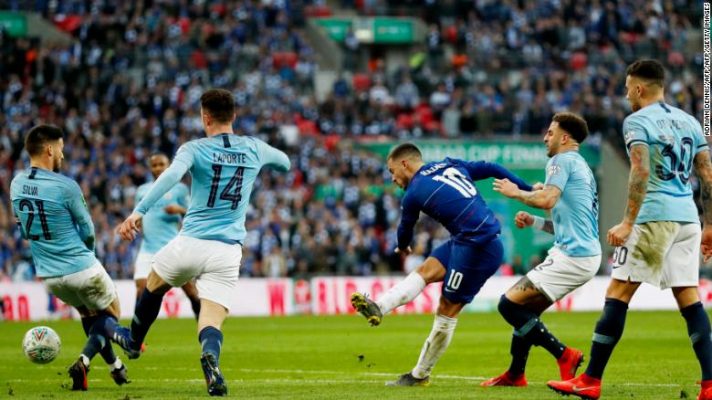 Chelsea's Eden Hazard (middle) worked tirelessly for his side.