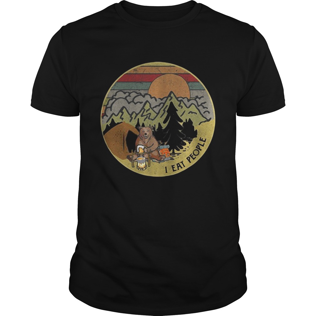 Bear camping I eat people sunset retro shirt