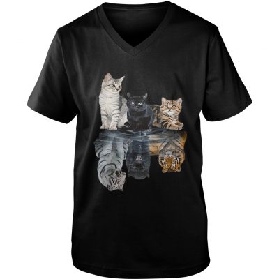 Guys Vneck Cats reflection tigers shirt