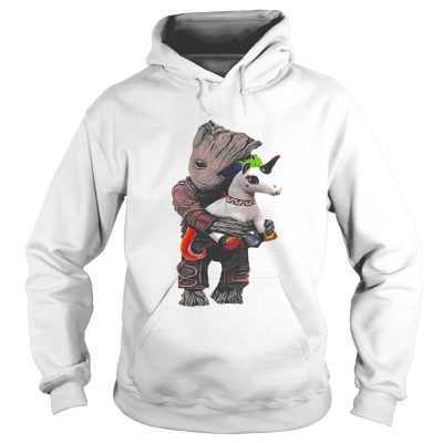 Hoodie Baby Groot hug unicorn shirt