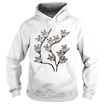 Hoodie Kitten cats pussy willow flowers shirt