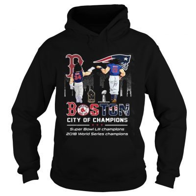 Hoodie Songoku and Vegeta Tom Brady and David Ortiz Boston City of Champions Super Bowl Shirt