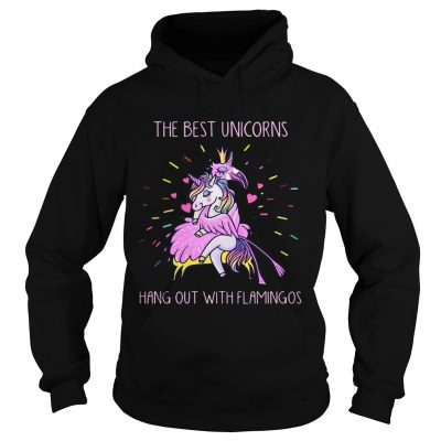 Hoodie The best unicorns hang out with flamingos shirt