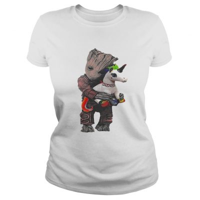 Ladies Tee Baby Groot hug unicorn shirt