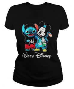 Ladies Tee Baby Stitch and Mickey mouse Weed Disney shirt