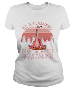 Ladies Tee Be a flamingo stay balanced stand by your flock and always be fabulous retro shirt