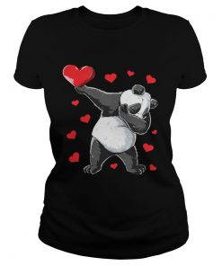 Ladies Tee Dabbing Panda Heart Valentines Day Bear Shirt