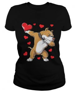 Ladies Tee Dabbing Pit Bull Valentines Day Dog Lover Heart Shirt