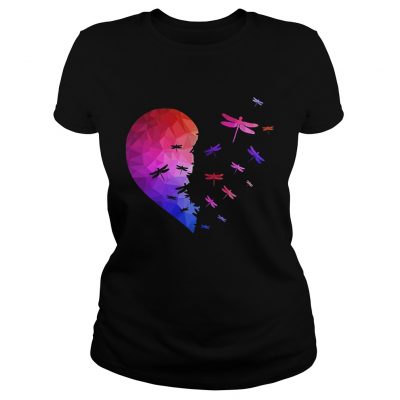 Ladies Tee Dragonfly flying heart shirt