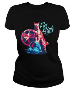 Ladies Tee Fly High Captain Marvel Cat Shirt