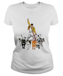 Ladies Tee Freddie Mercury and his cats shirt