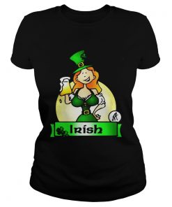 Ladies Tee Irish lady drink beer shirt