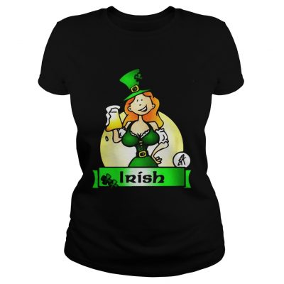 Ladies Tee Irish lady drink beer shirt