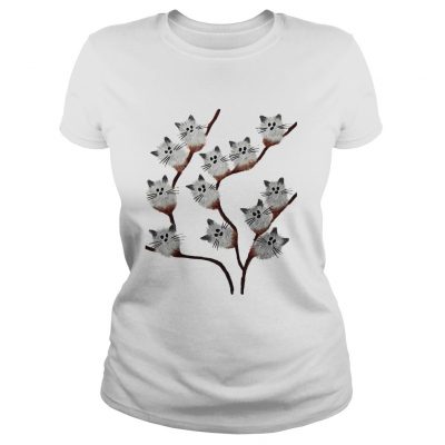 Ladies Tee Kitten cats pussy willow flowers shirt