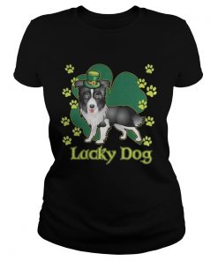 Ladies Tee Lucky Dog Siberian Husky Shamrock St Patricks Day Shirt