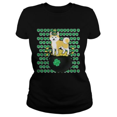 Ladies Tee Lucky Shiba Inu Shamrock St Patricks Day Shirt