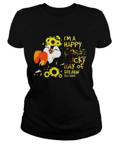 Ladies Tee Penguin and sunflowers Im a happy go lucky ray of freakin sunshine shirt