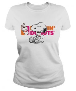 Ladies Tee Snoopy drinking Dunkin Donut shirt