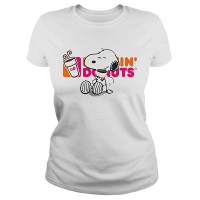 Ladies Tee Snoopy drinking Dunkin Donut shirt