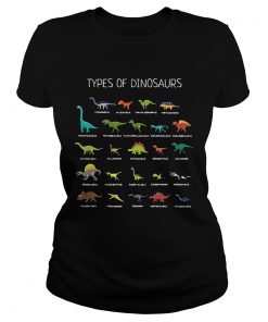 Ladies Tee Types of dinosaurs Diplodocus Allosaurus Parasaurolophus Ankylosaurus shirt