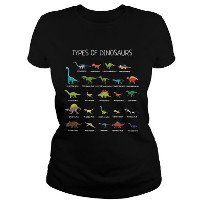 Ladies Tee Types of dinosaurs Diplodocus Allosaurus Parasaurolophus Ankylosaurus shirt