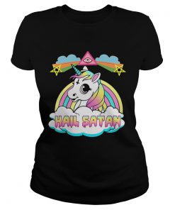 Ladies Tee Unicorn hail Satan shirt