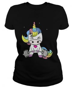 Ladies Tee Unicorn weight lifting the struggle is real shirt