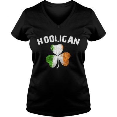 Ladies Vneck Hooligan Irish Patrick day shirt