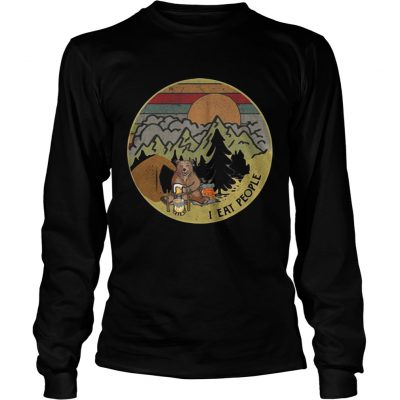 Longsleeve Tee Bear camping I eat people sunset retro shirt