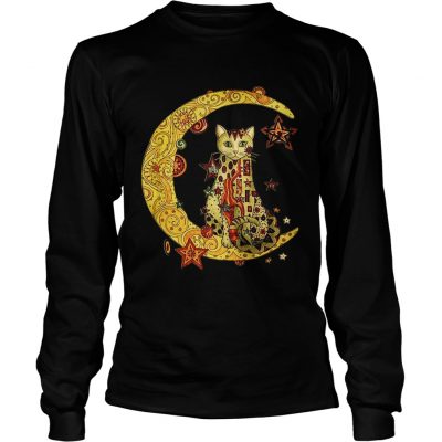 Longsleeve Tee Cat on the moon Cat humor animalday shirt