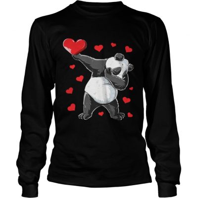 Longsleeve Tee Dabbing Panda Heart Valentines Day Bear Shirt