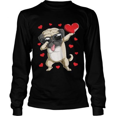 Longsleeve Tee Dabbing Pug Valentines Day Dog Lover Heart Shirt