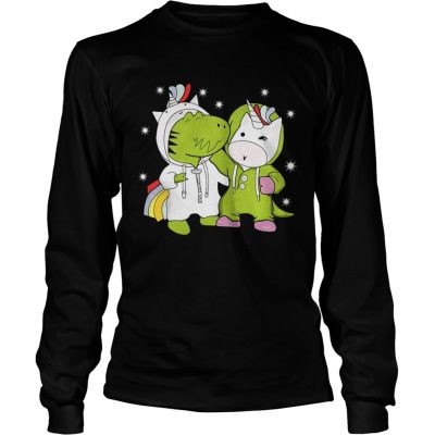 Longsleeve Tee Dinosaur and Unicorn are best friends shirt