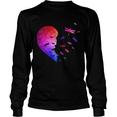 Longsleeve Tee Dragonfly flying heart shirt